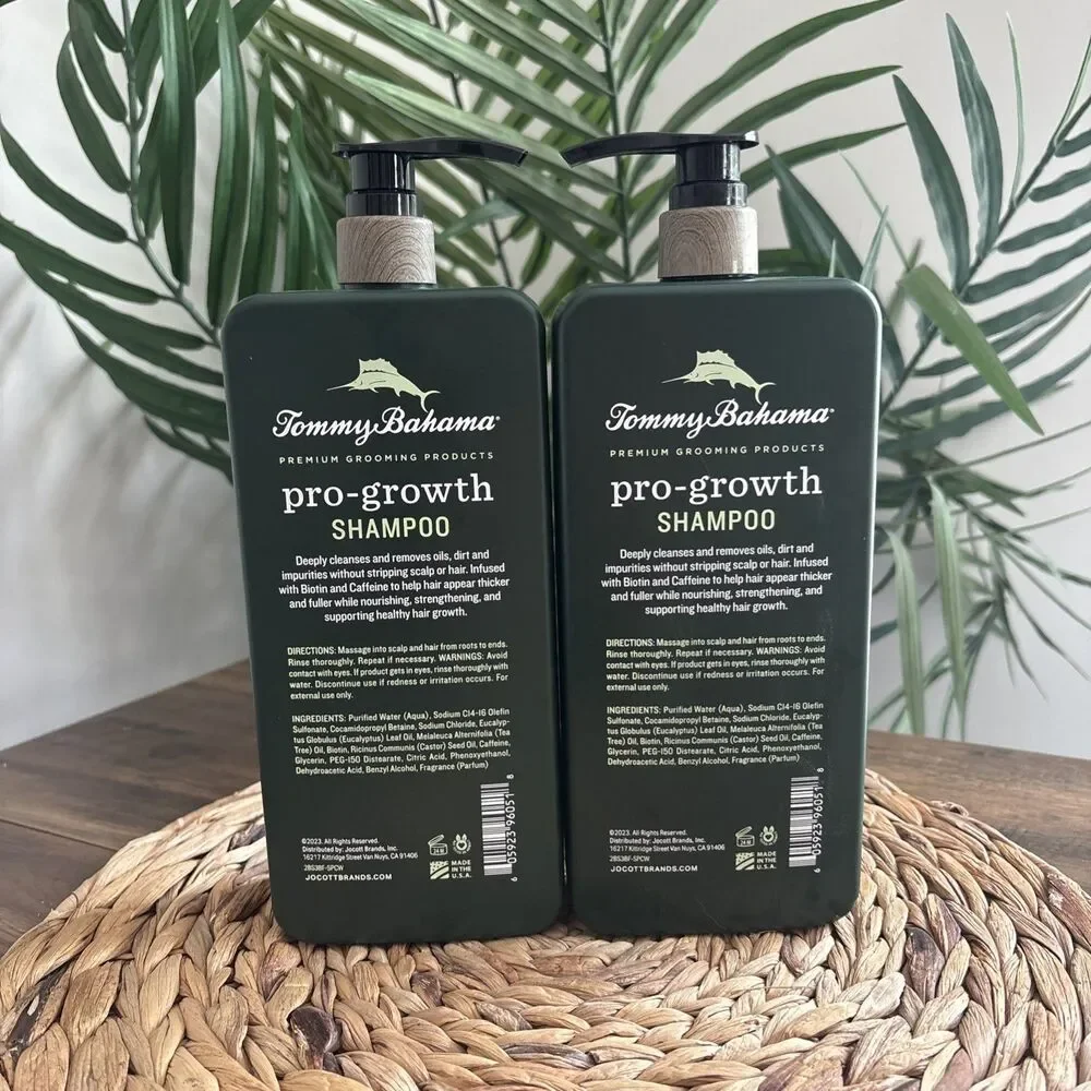 2 Tommy Bahama Pro-Growth Shampoo Biotin Caffeine Tea Tree Eucalyptus 32 Fl Oz